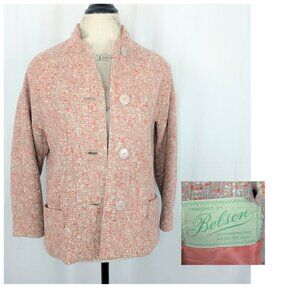Vintage Belson Tan Orange Tweed Coat Small Pleated